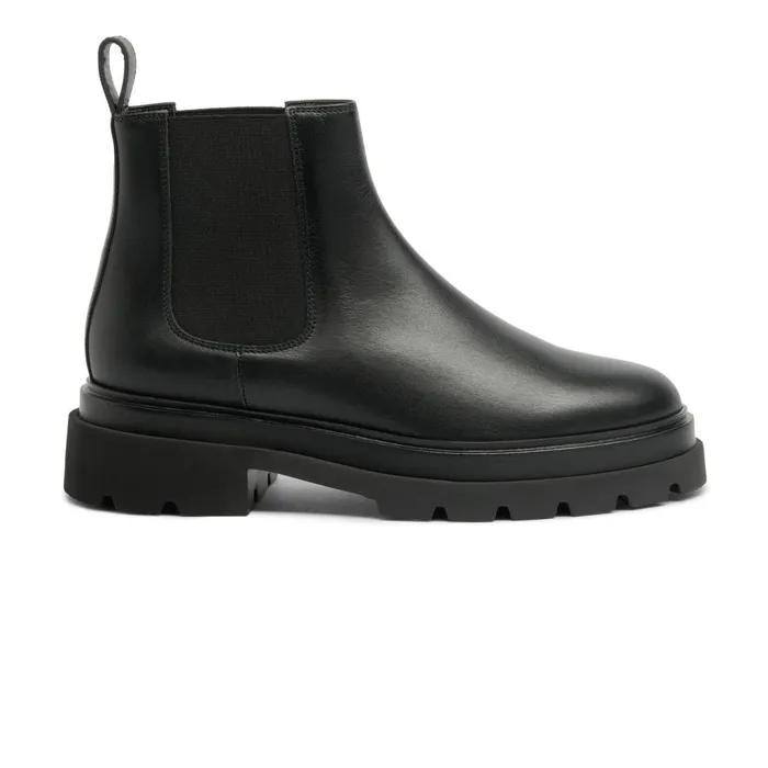 Santoni Black Leather Chelsea Boot Women Boots and Ankle Boots