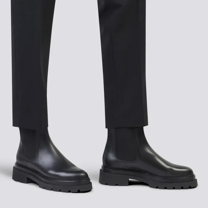 Santoni Black Leather Chelsea Boot Women Boots and Ankle Boots