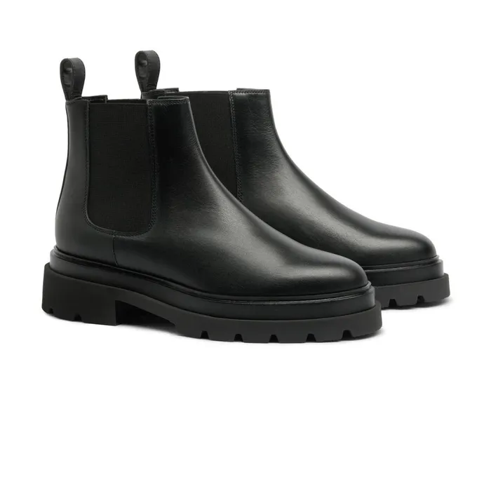 Santoni Black Leather Chelsea Boot Women Boots and Ankle Boots