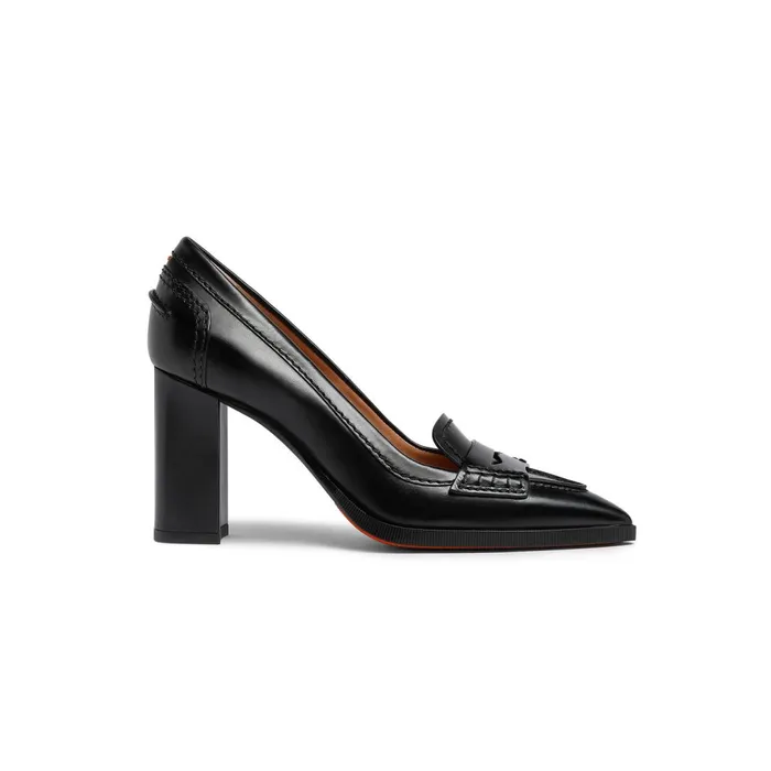 Santoni Black Leather HighHeel Pump Women Pumps and Heels
