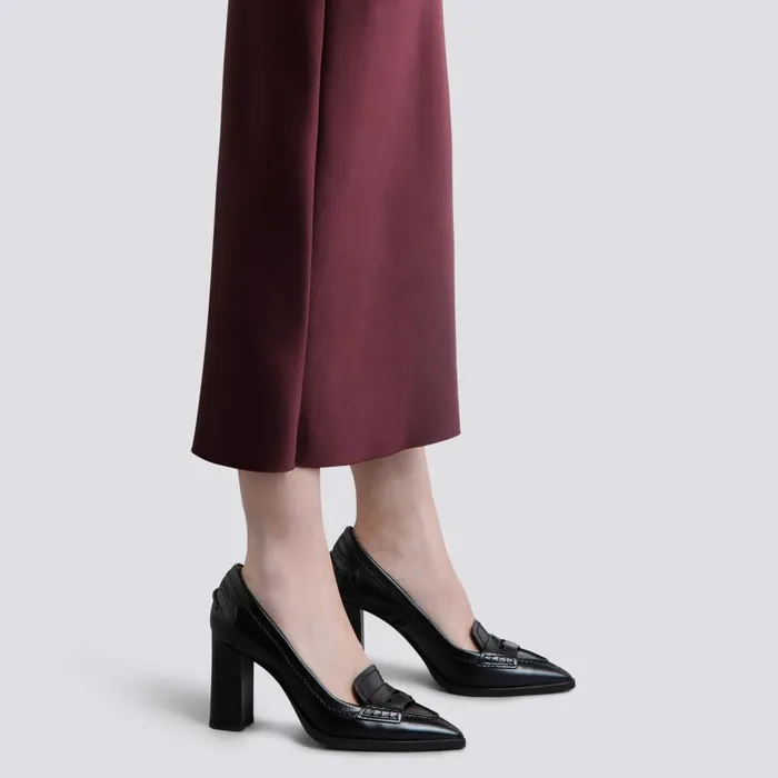 Santoni Black Leather HighHeel Pump Women Pumps and Heels