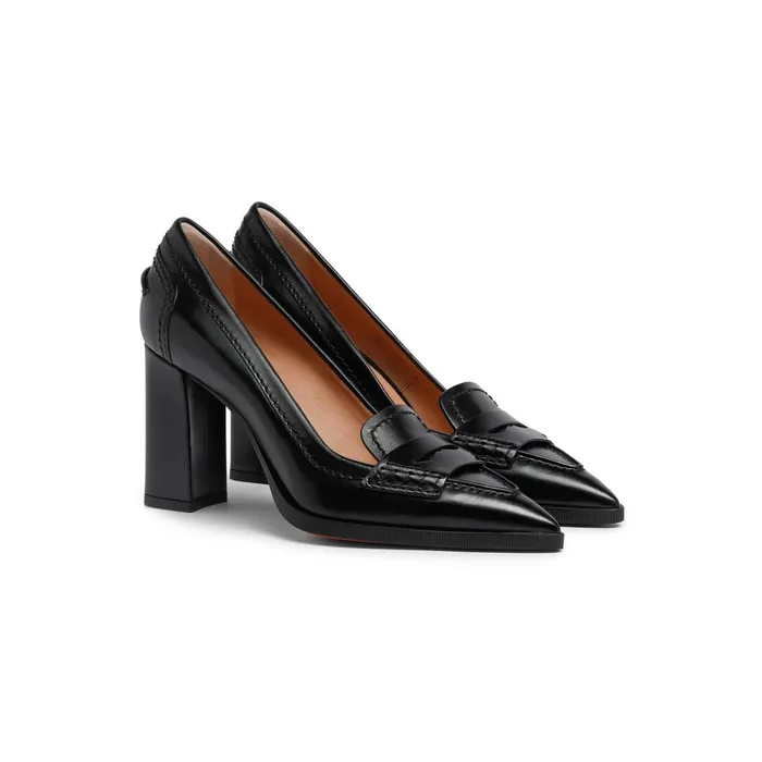Santoni Black Leather HighHeel Pump Women Pumps and Heels