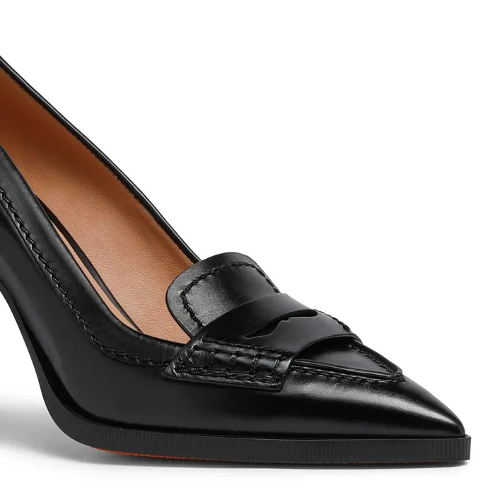 Santoni Black Leather HighHeel Pump Women Pumps and Heels