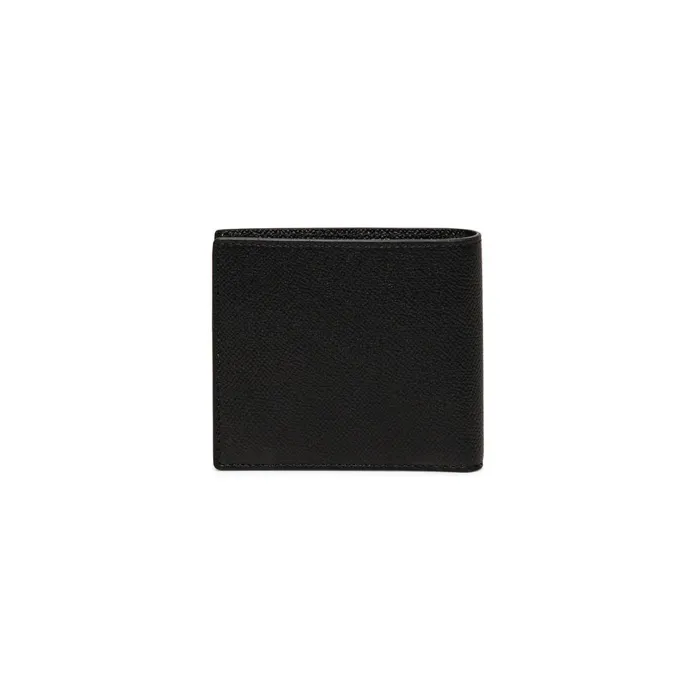 Santoni Black Saffiano Leather Wallet With Coin Pocket MenWomen Small Leather Goods