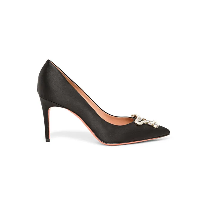 Santoni Black Satin HighHeel Sibille Pump Women Pumps and Heels
