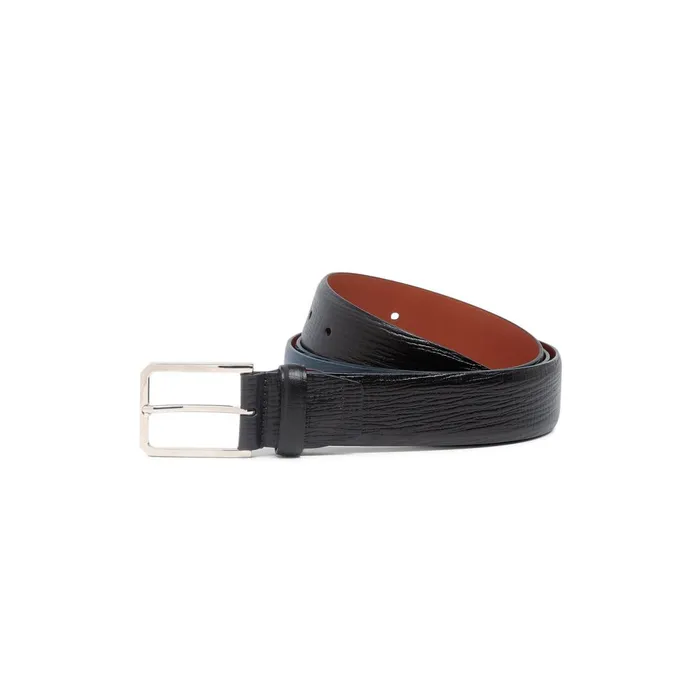 Santoni Blue Embossed Leather Adjustable Belt Men Belts