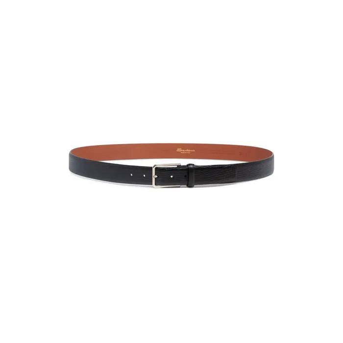 Santoni Blue Embossed Leather Adjustable Belt Men Belts