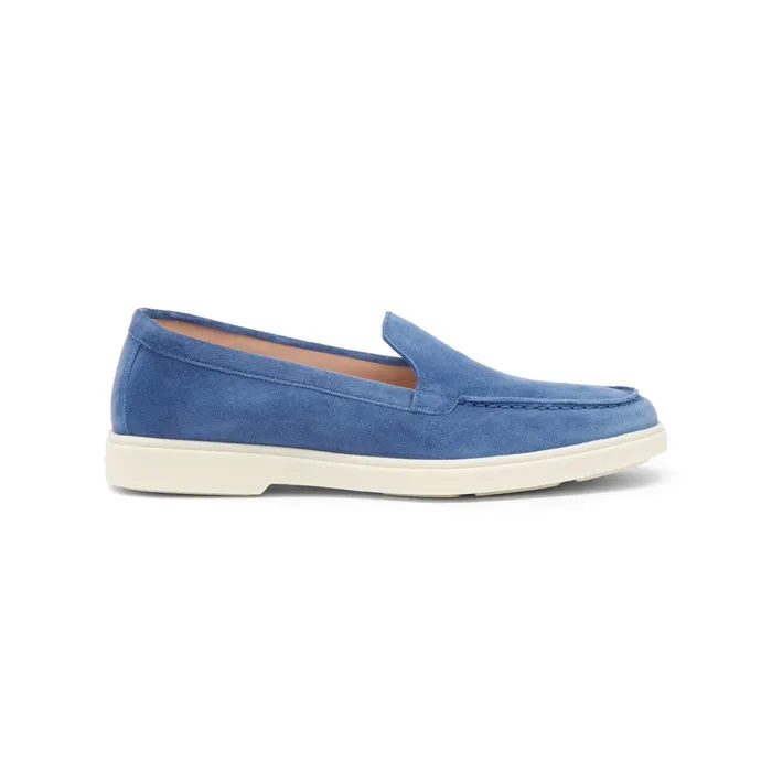 Santoni Blue Suede Loafer Women Loafers