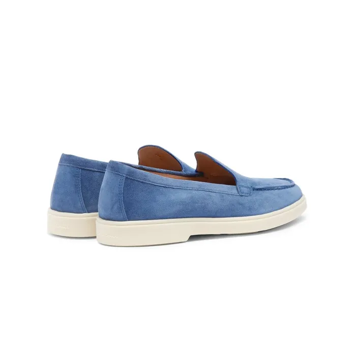Santoni Blue Suede Loafer Women Loafers
