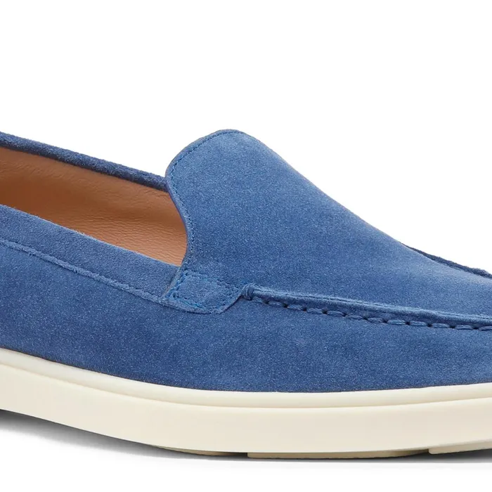 Santoni Blue Suede Loafer Women Loafers