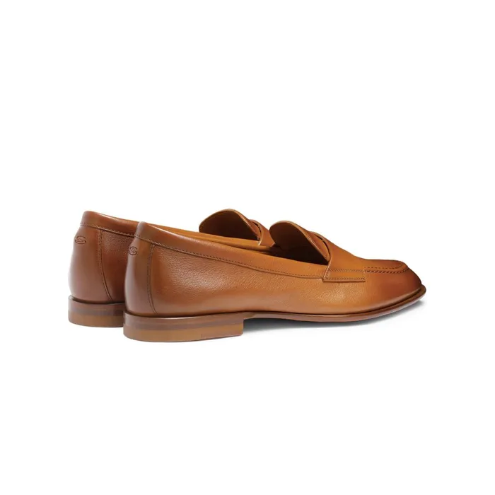 Santoni Brown Leather Penny Loafer Women Loafers