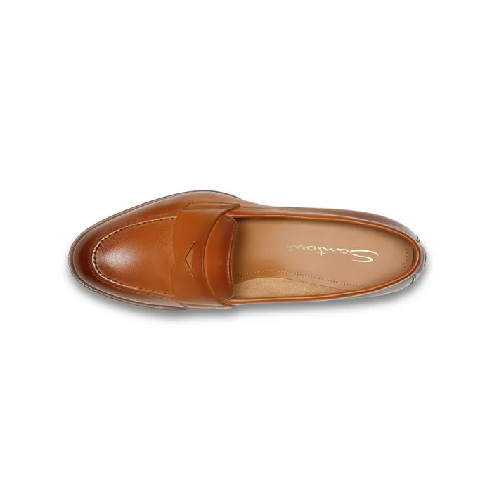 Santoni Brown Leather Penny Loafer Women Loafers