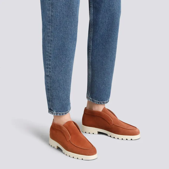 Santoni Orange Suede Desert Boot Women Boots and Ankle Boots