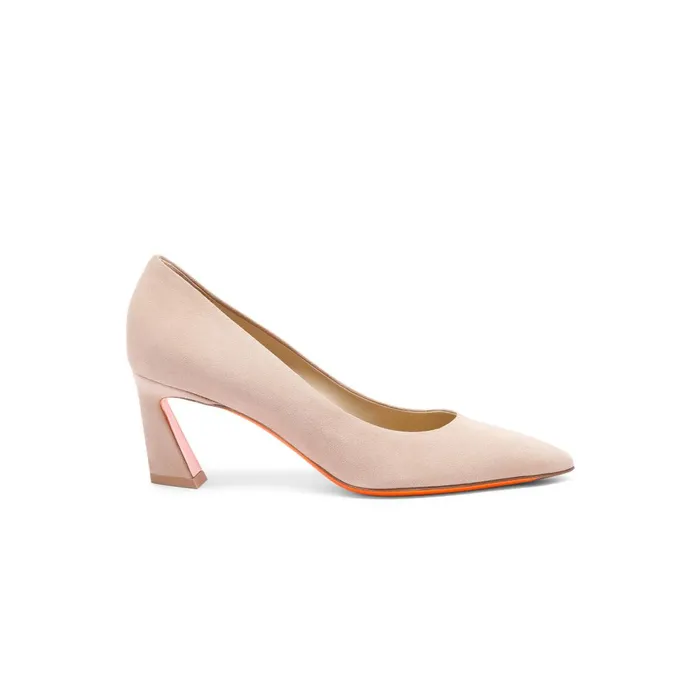 Santoni Pink Suede MidHeel Pump Women Pumps and Heels