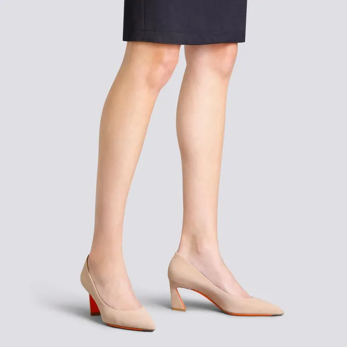 Santoni Pink Suede MidHeel Pump Women Pumps and Heels