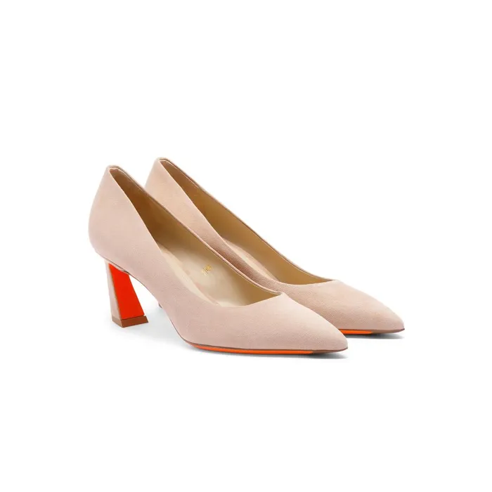 Santoni Pink Suede MidHeel Pump Women Pumps and Heels