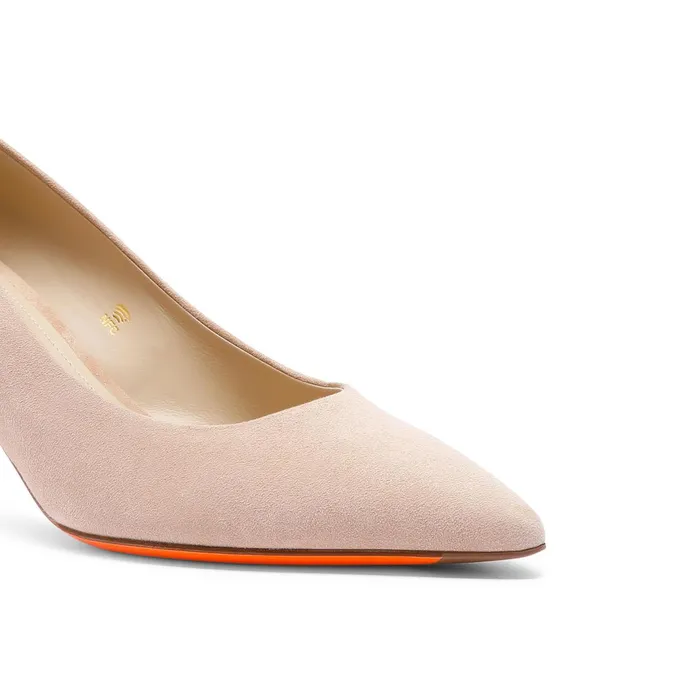 Santoni Pink Suede MidHeel Pump Women Pumps and Heels