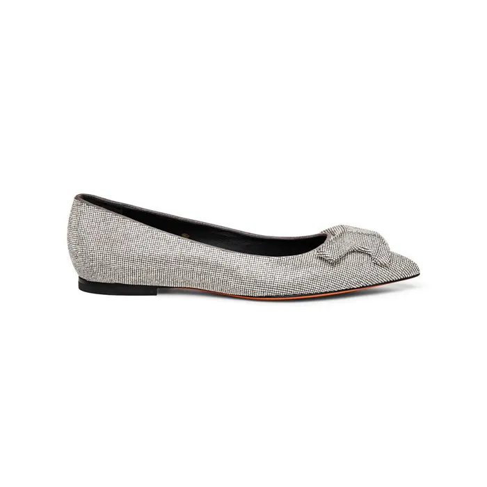 Santoni Silver Strass Ballet Flat Women Flats Shoes