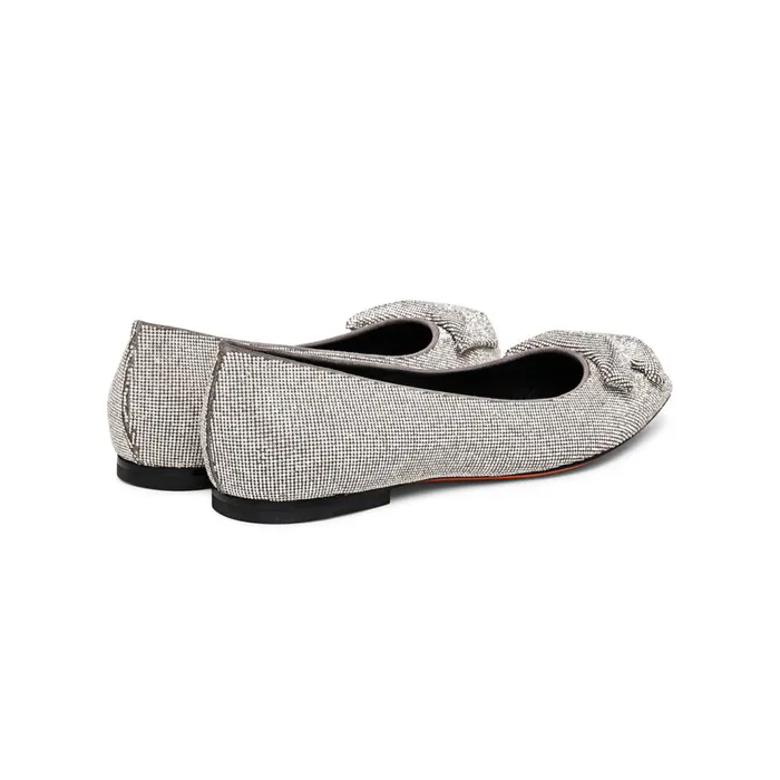 Santoni Silver Strass Ballet Flat Women Flats Shoes