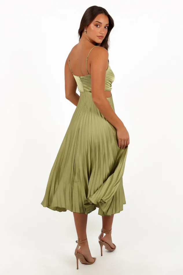 Satin Dresses Niamh Midi Dress Meadow Green Petal and Pup Women