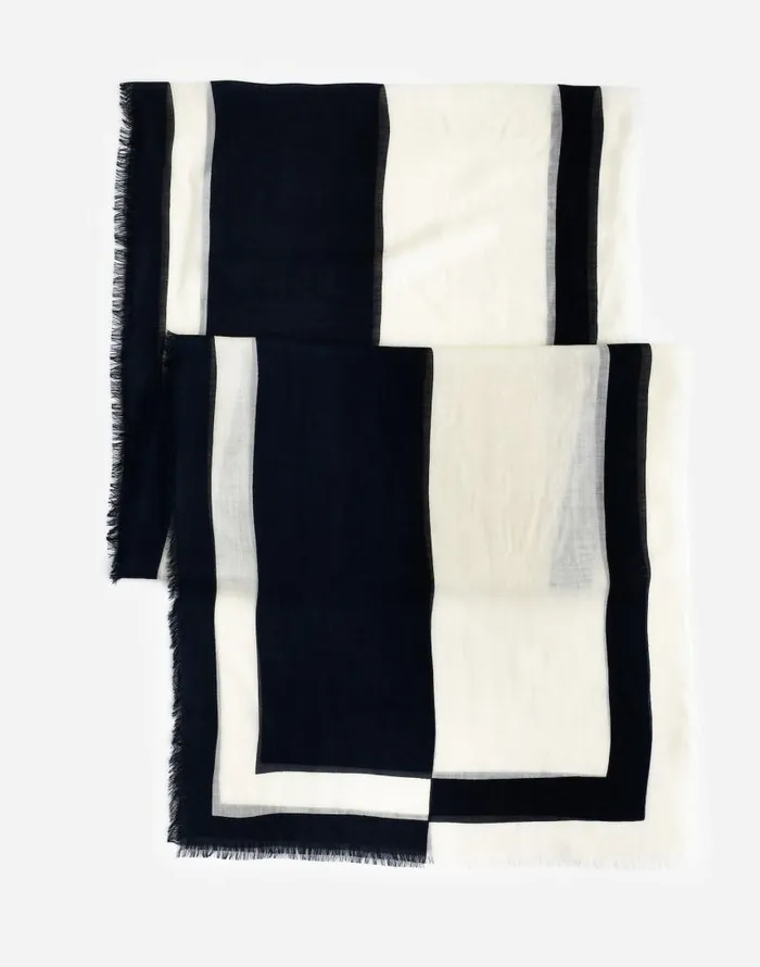 Scarves Women Madewell Skinny Wool Scarf Striped Geo Long True Black