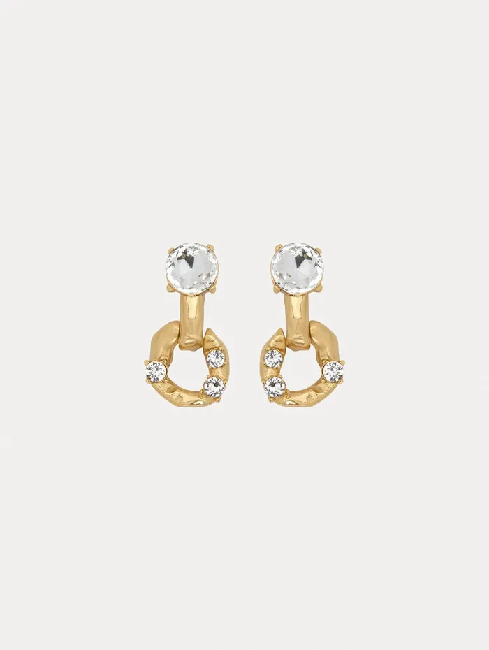 Scramble ChainLink Earrings Crystal Women Oscar De La Renta Earrings