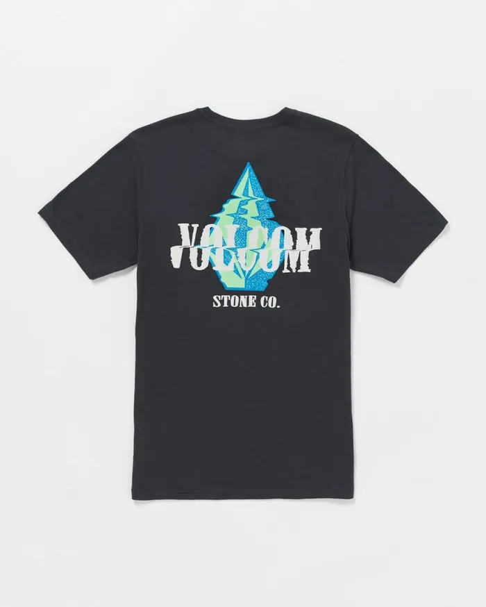 Scrambled Channel Short Sleeve Tee 8211 Washed Black Heather Mens Volcom TShirts and Tanks