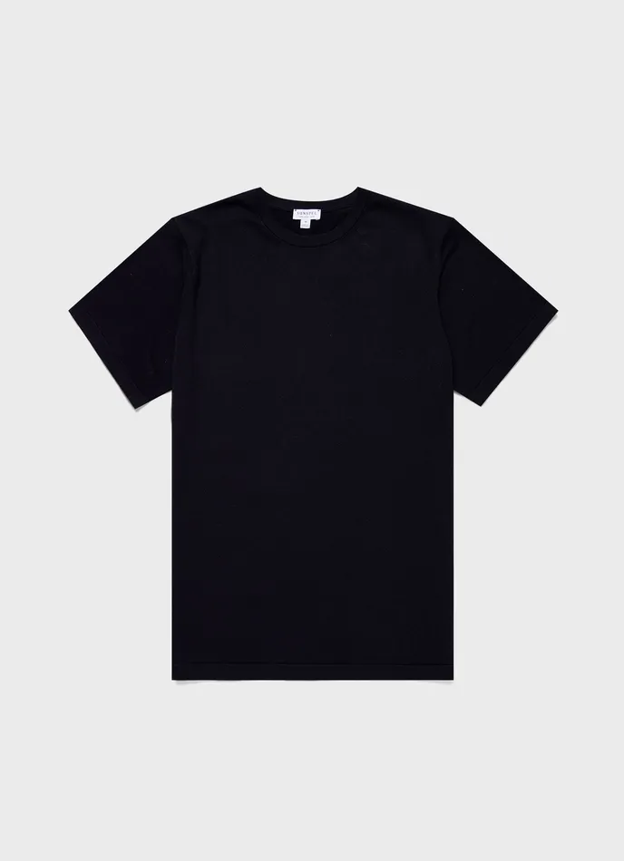 Sea Island Cotton Knit Tshirt Light Navy Men Tshirts ussunspel