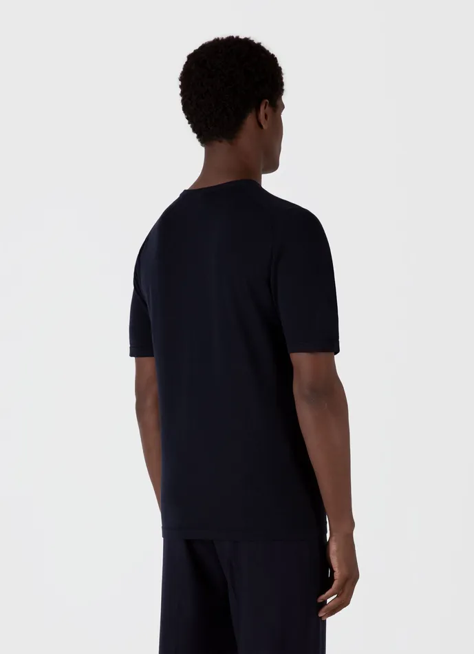 Sea Island Cotton Knit Tshirt Light Navy Men Tshirts ussunspel