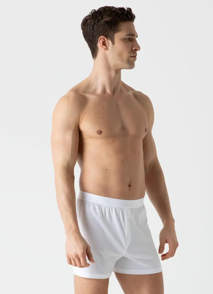 Sea Island Cotton OneButton Shorts White Men SUNSPEL Trunks and Shorts