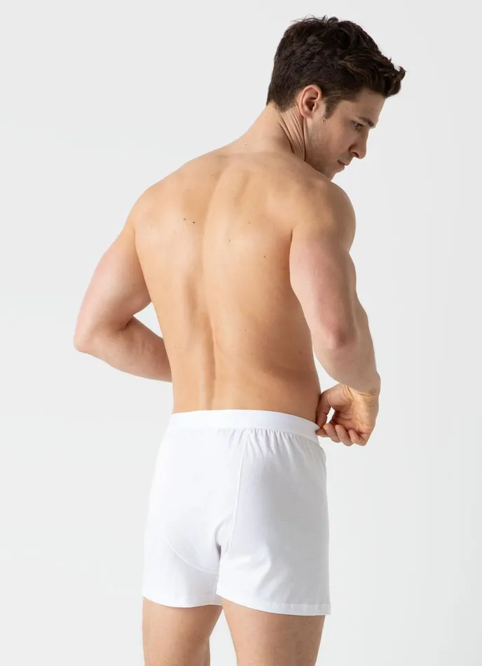 Sea Island Cotton OneButton Shorts White Men SUNSPEL Trunks and Shorts