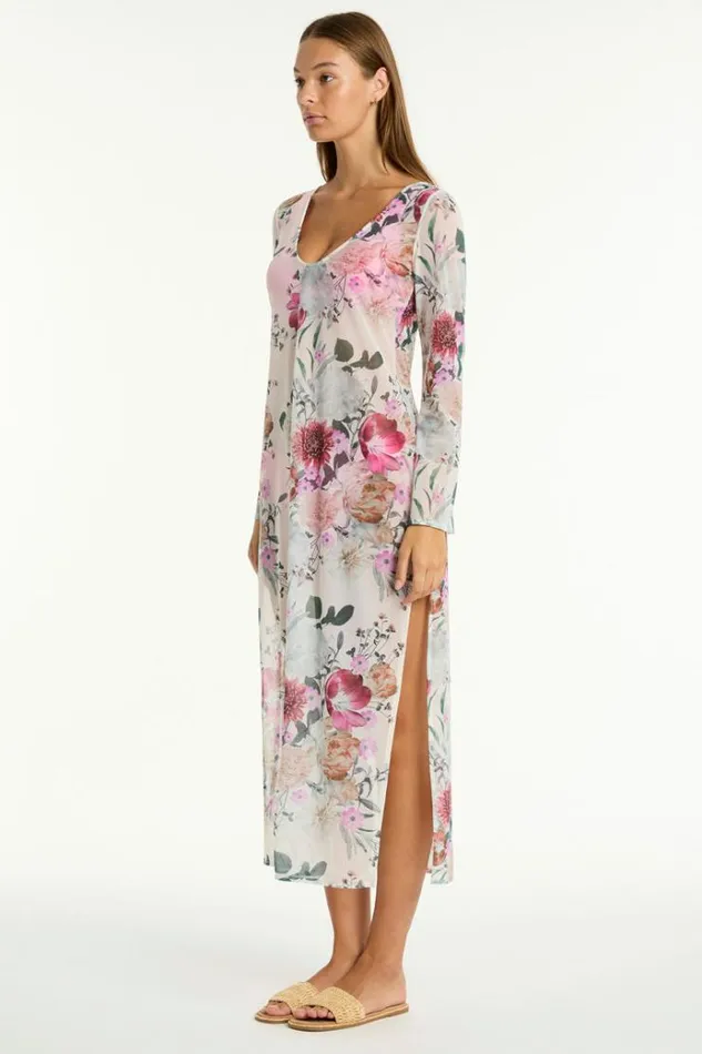 Sea Level Dresses Belle Mesh Long Dress Belle Coconut 8211 Women
