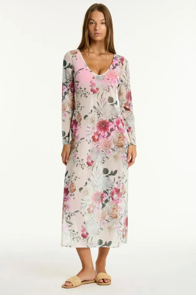 Sea Level Dresses Belle Mesh Long Dress Belle Coconut 8211 Women