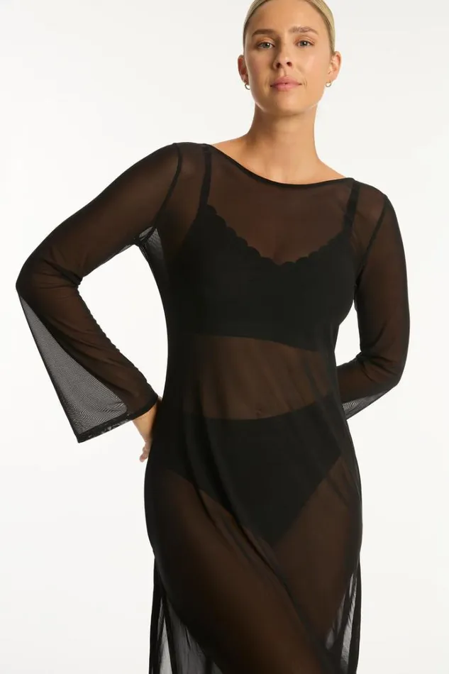 Sea Level Dresses Day Club Mesh Long Dress Day Club Black 8211 Women