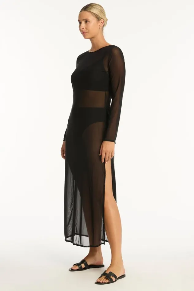 Sea Level Dresses Day Club Mesh Long Dress Day Club Black 8211 Women
