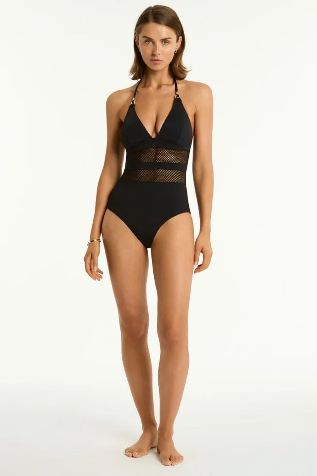 Sea Level One Pieces Drift Longline Halter One Piece Drift Black 8211 Women