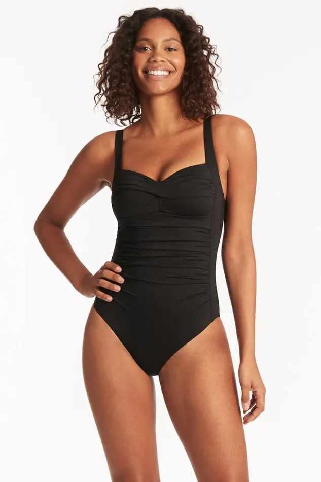 Sea Level One Pieces Eco Essentials Twist Front One Piece Eco Essentials Black 8211 Women