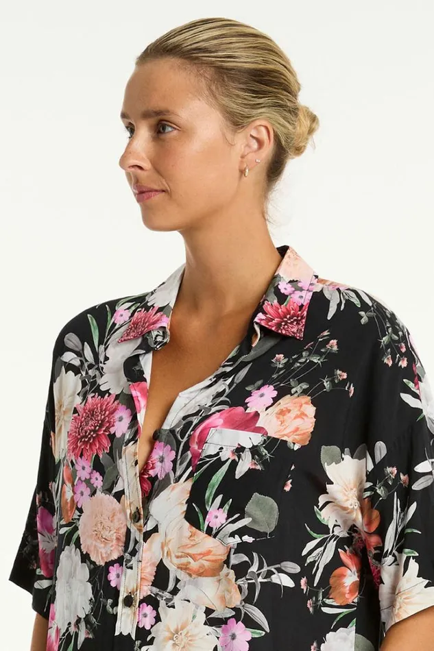 Sea Level Tops Belle Aloha Shirt Belle Black 8211 Women