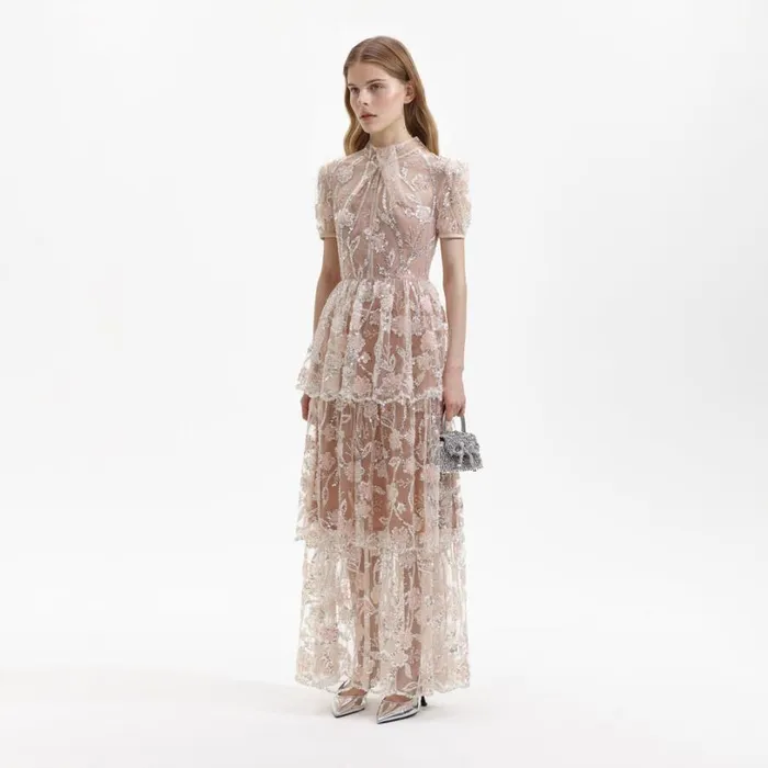 Sequin Flower Maxi Dress Women Self Portrait Dresses