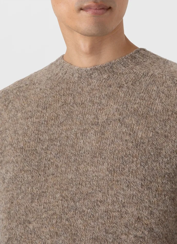 Shetland Crew Neck Jumper Oatmeal Melange Men Knitwear ussunspel Shetland Crew Neck Jumper Oatmeal Melange Men Knitwear ussunspel