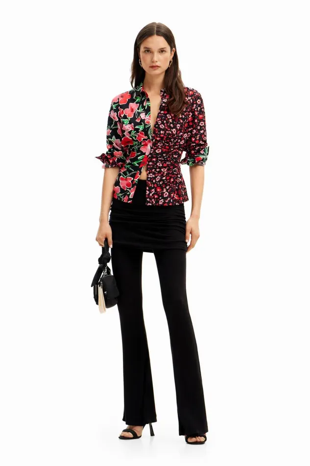 Shirts And Blouses Women Desigual Floral Gathered Shirt Red