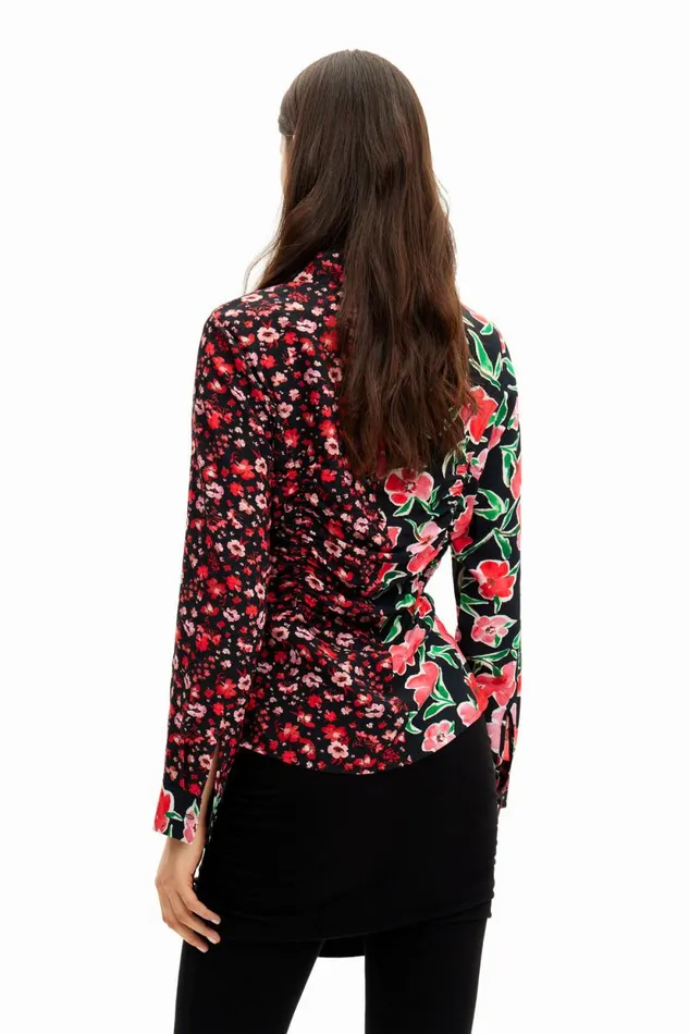 Shirts And Blouses Women Desigual Floral Gathered Shirt Red