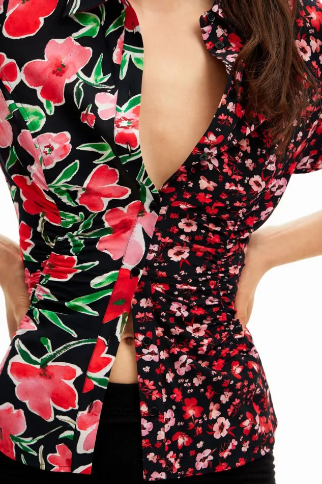 Shirts And Blouses Women Desigual Floral Gathered Shirt Red