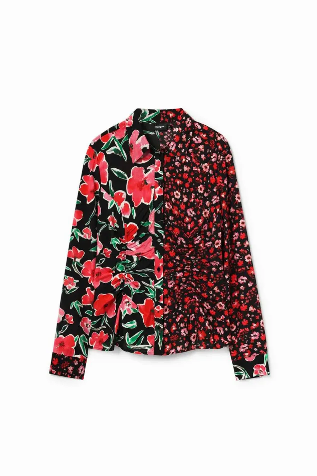 Shirts And Blouses Women Desigual Floral Gathered Shirt Red