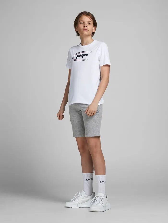Shirts JACK and JONES Junior BOYS 2PACK SWEAT SHORTS Grey Light Grey Melange On Sale