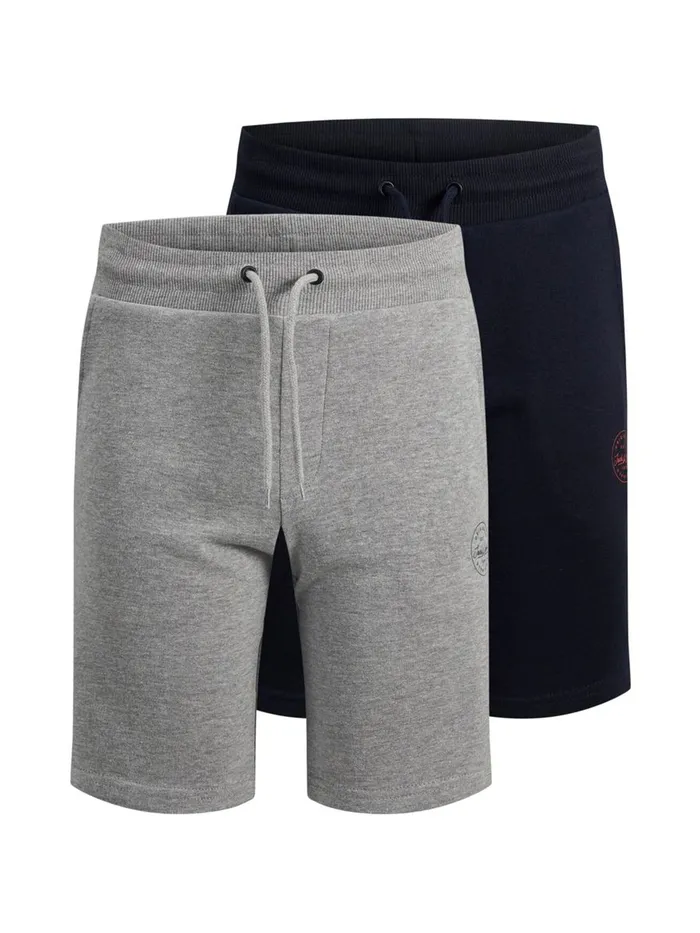 Shirts JACK and JONES Junior BOYS 2PACK SWEAT SHORTS Grey Light Grey Melange On Sale