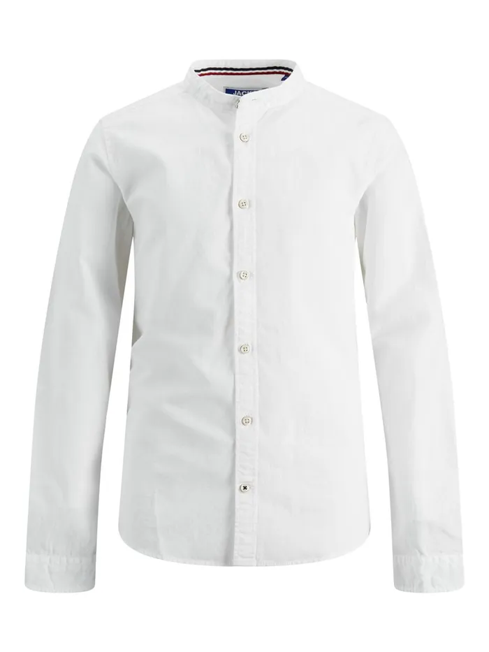 Shirts JACK and JONES Junior BOYS MANDARIN COLLAR LONG SLEEVED SHIRT White White Gift for Friend