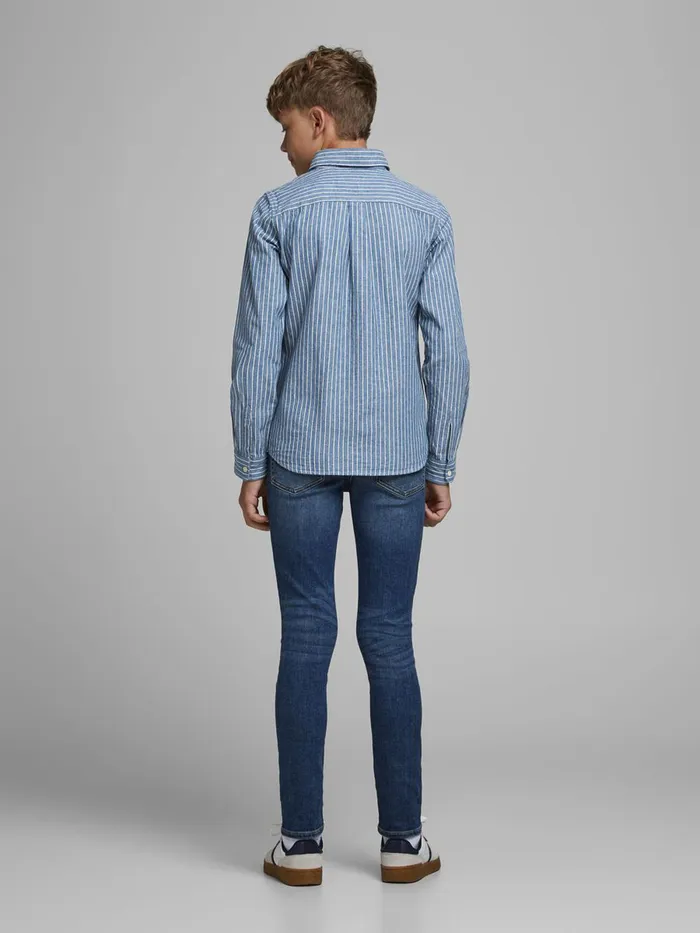 Shirts JACK and JONES Junior BOYS ORGANIC COTTON BLEND SHIRT Blue Light Blue Gift for Friend
