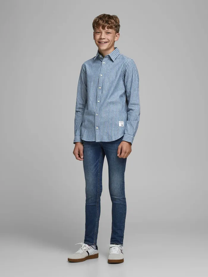 Shirts JACK and JONES Junior BOYS ORGANIC COTTON BLEND SHIRT Blue Light Blue Gift for Friend