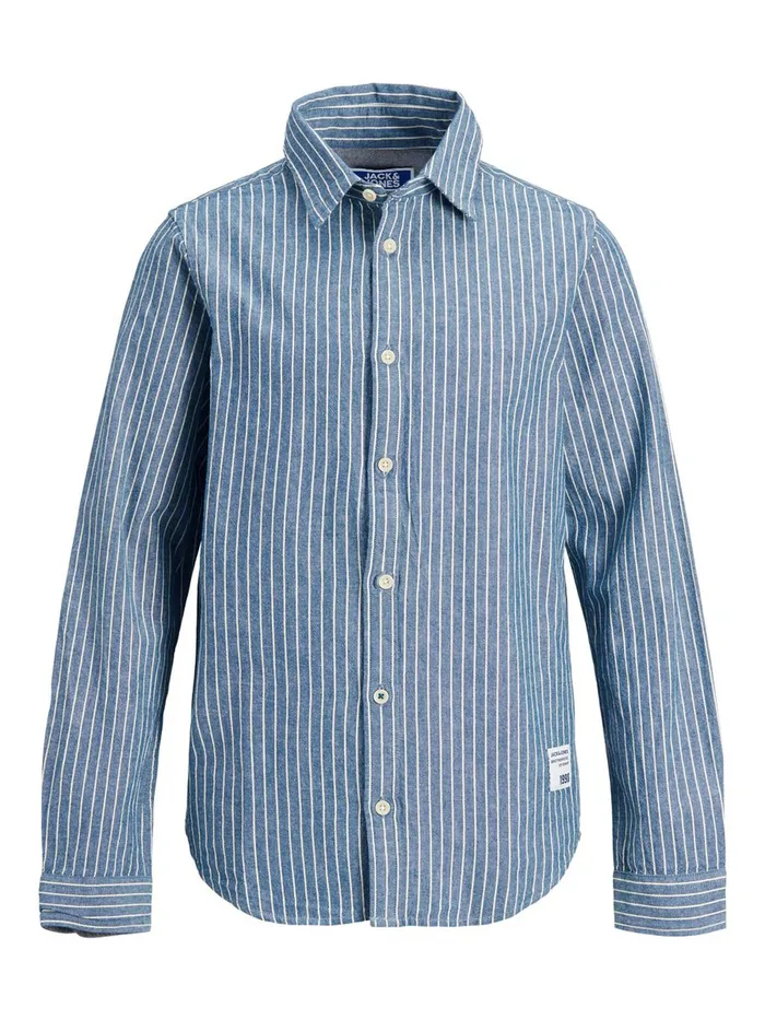 Shirts JACK and JONES Junior BOYS ORGANIC COTTON BLEND SHIRT Blue Light Blue Gift for Friend